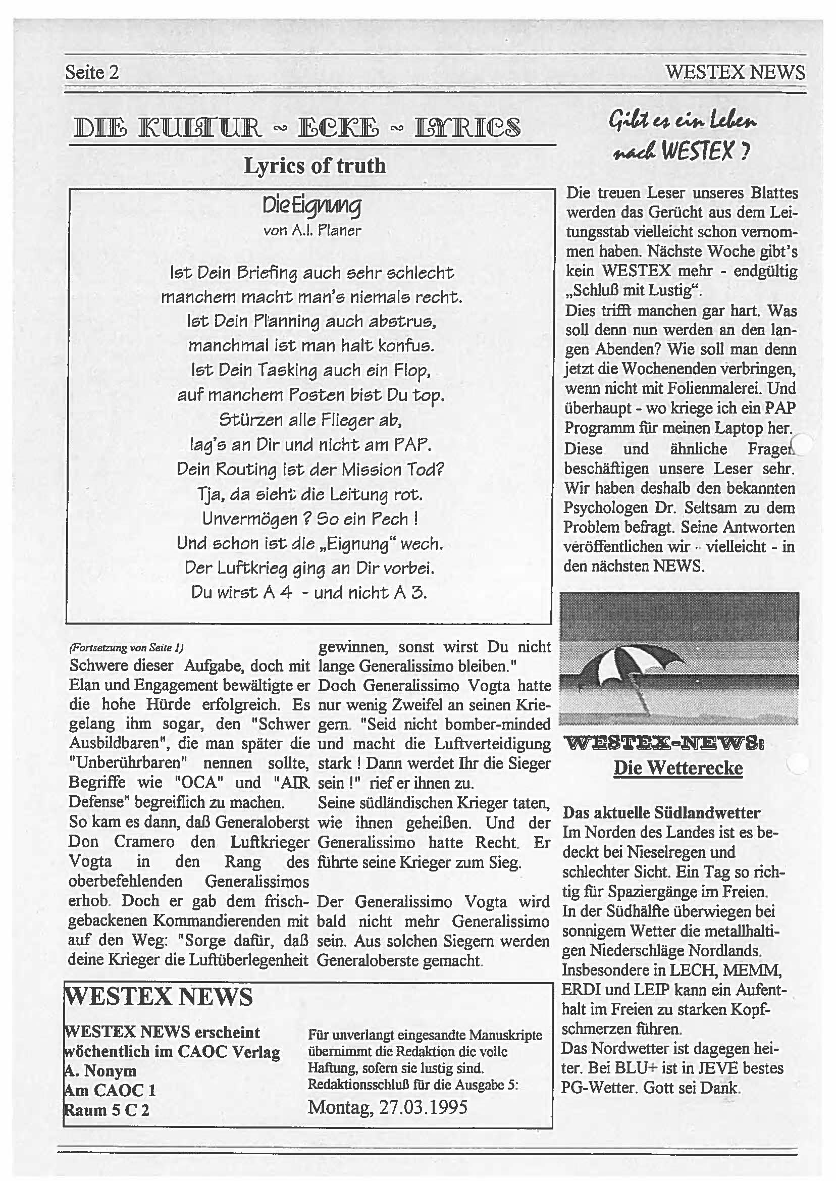 WESTEX 5 28.03.1995 Page 2